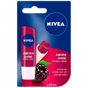 15366353266-4005900453259.jpg Protetor Labial Nivea Lip Care Amora Shine Com 4,8g