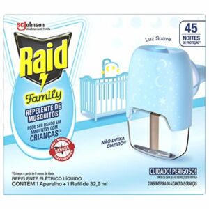 Repelente de Insetos Raid Elétrico Liquido Family 45 Noites Com 32.9ml
