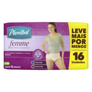 Roupa Intima Plenitud Femme Tamanho P-M Com 16 Unidades