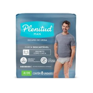 Roupa Intima Plenitud Man Tamanho P-M Com 8 Unidades