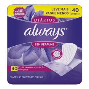 Protetor Diário Always Sem Perfume Com 40 Unidades
