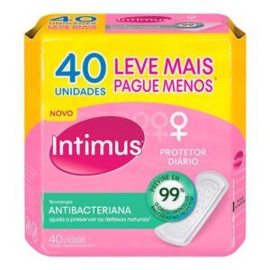 15366355968-7896007550548.jpg Protetor Diário Intimus Tecnologia Antibacteriana Com 40 Unidades