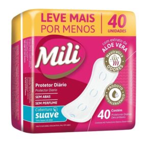 15366356205-7896104996485.jpg Protetor Diário Mili Suave Sem Abas Com 40 Unidades