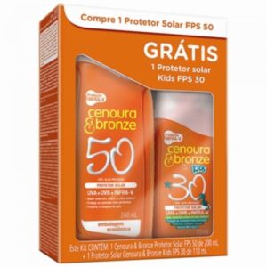 15366358675-7896094909342.jpg Protetor Solar Cenoura e Bronze FPS 50 Com 200ml + Protetor Kids FPS 30 Com 110ml