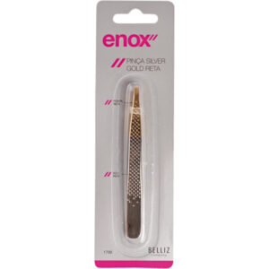 Pinça Enox Silver Gold Ponta Reta Unidade