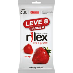 15366362517-7898556850643.jpg Preservativo Rilex Morango Leve 8 Pague 6 Unidades