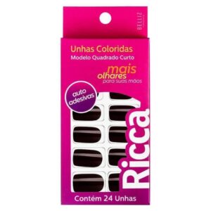 Unhas Postiça Ricca Autoadesivas Chocolate Com 24 Unidades