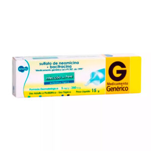 15366364463-7896004715902.jpg Sulfato de Neomicina 5mg/g + Bacitracina 250ui/g Pomada Com 15g Ems Genéricos