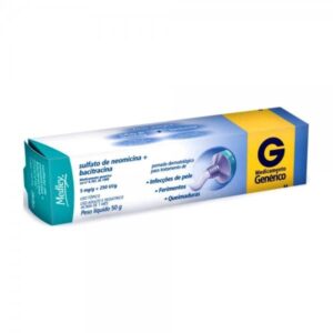 15366364496-b3627ace7e3b0eadbe8d9565ff593a20.jpg Sulfato de Neomicina 5mg/g + Bacitracina 250ui/g Pomada Com 50g Sanofi Medley Genéricos