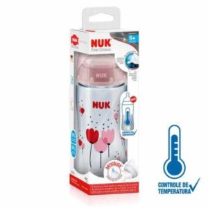 Mamadeira Nuk First Choice Rosa Controle de Temperatura 300ml