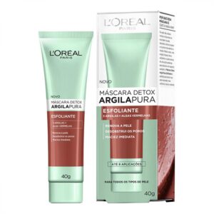 Máscara Facial Detox Esfoliante Loréal Argila Pura Com 40g
