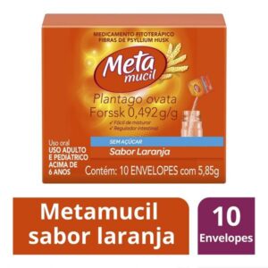 Metamucil Solúvel Sabor Laranja Sem Açucar Com 10 Sachês de 5,85g Procter e Gamble