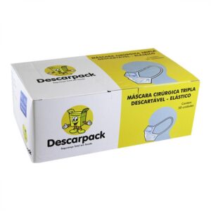 Mascara Descartavel Tripla Com Elastico Com 50 Unidades