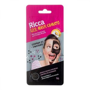 Máscara Facial Preta Ricca 1 2 3 Adeus Cravos Com 8g