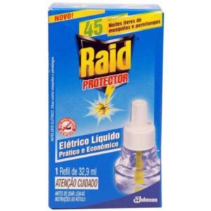 Repelente de Insetos Raid Elétrico Liquido 45 Noites Refil Com 32.9ml