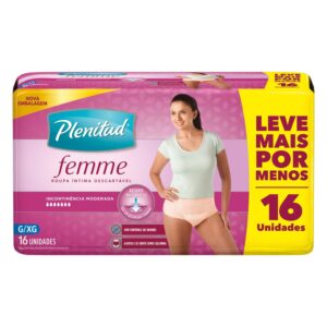 Roupa Intima Plenitud Femme Tamanho G e Xg Com 16 Unidades