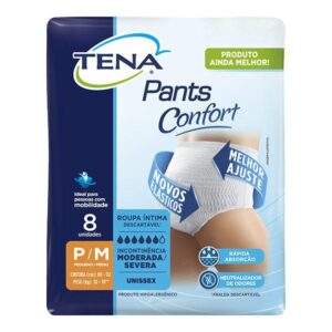 Roupa Intima Tena Pants Confort Tamanho P-M Com 8 Unidades