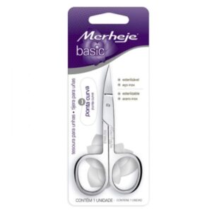 15366375632-7896075709107.jpg Tesoura para Unhas Merheje Basic Inox Ponta Curva Unidade