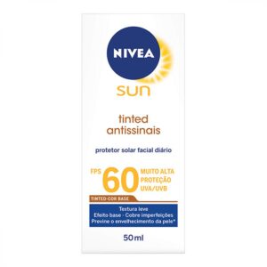 Protetor Solar Facial Nivea Sun Tinted Antissinais FPS 60 Com 50ml