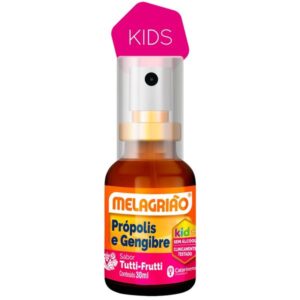 15366380162-27f90539072706dc85a372b238aa02f1-1.jpg Melagrião Spray Própolis e Gengibre Sabor Tutti Frutti Com 30ml