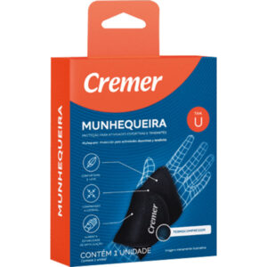 Munhequeira Cremer Ajustável Punho e Dedo Cor Preto Unidade