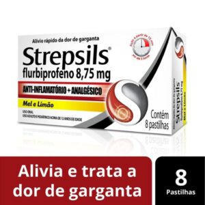 Strepsils 8,75mg Sabor Mel e Limão Com 8 Pastilhas Reckitt Benckiser